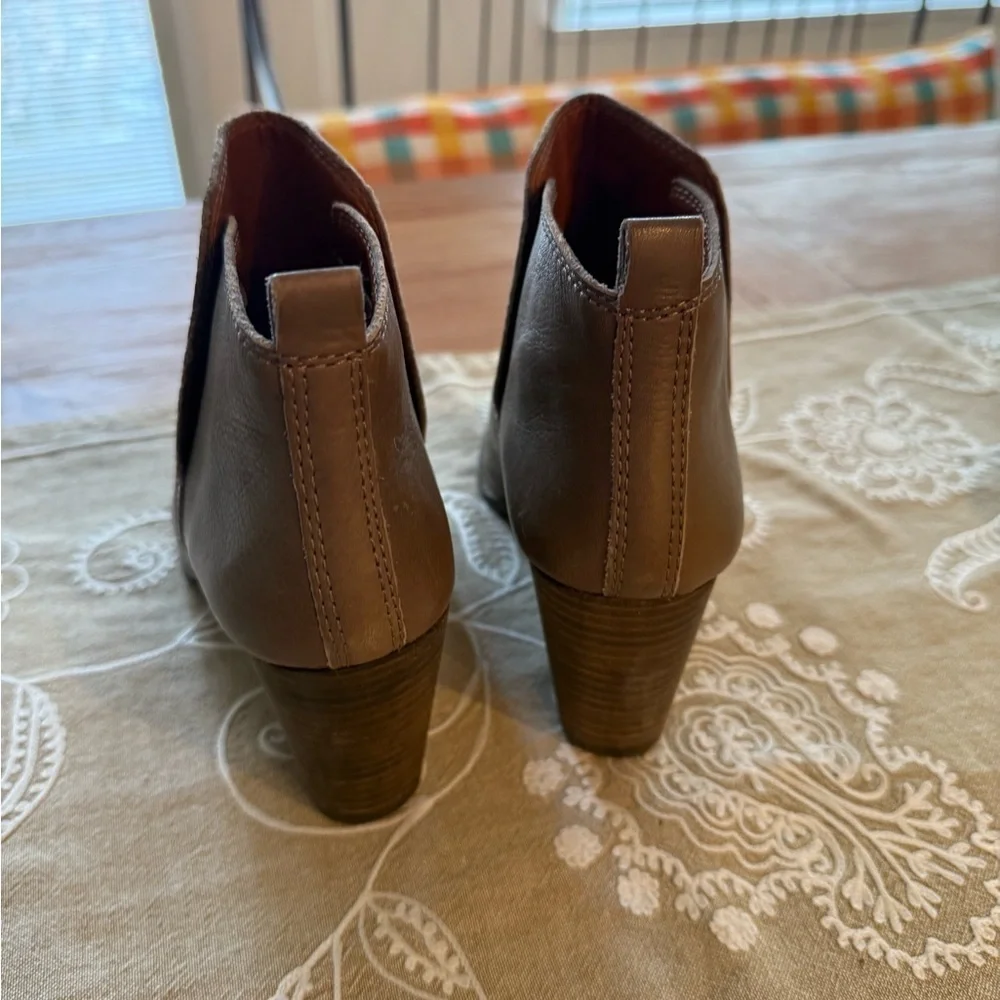 Lucky Brand Brown Leather Peep-Toe Ankle Boots